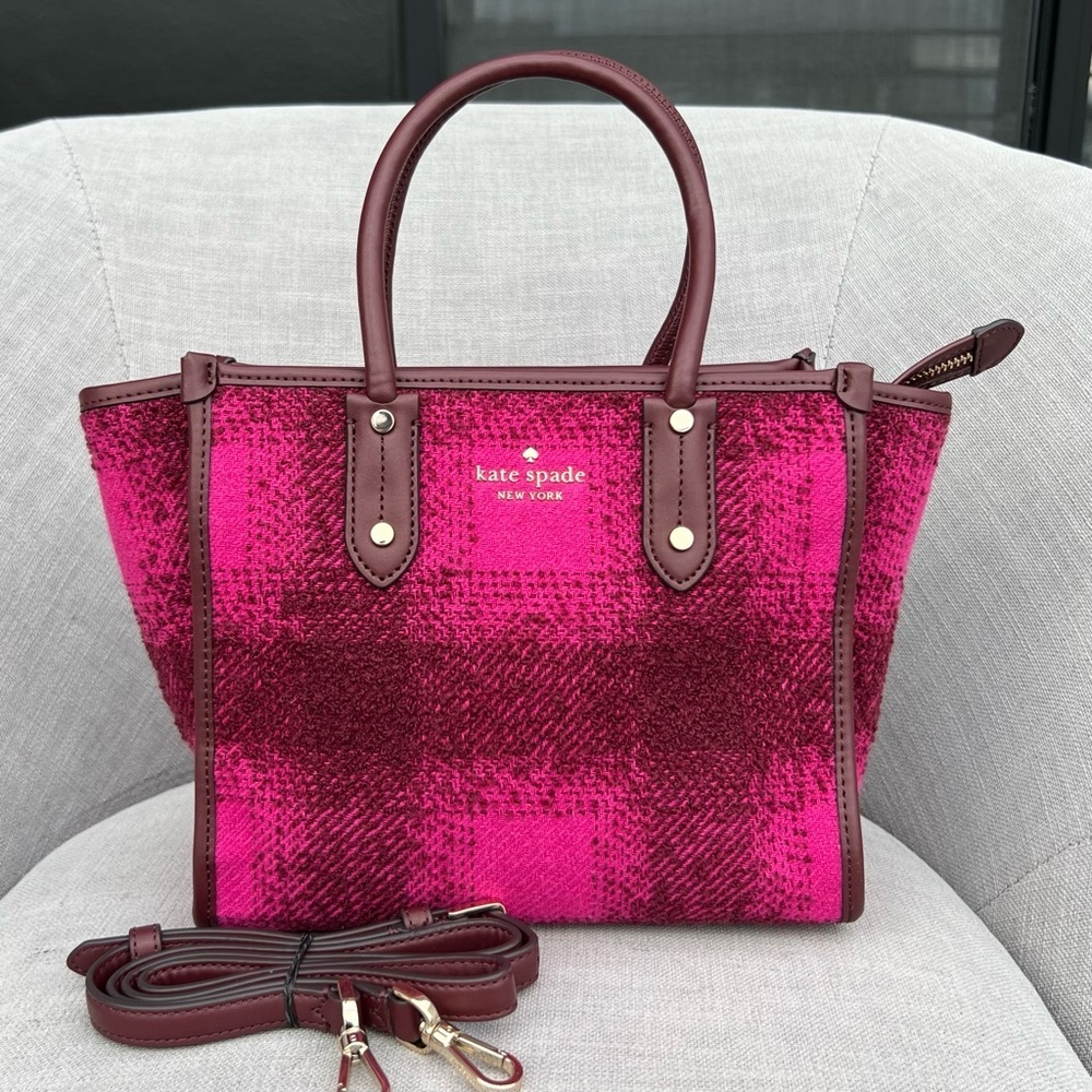 NWOT Kate Spade Tweed Plaid Hand Or Shoulder Bag